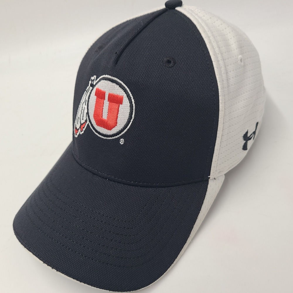 Utah Utes Hat Fitted‎ L Under Armour Black White NCAA University Polyester Men